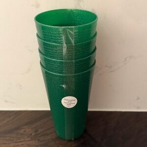 Tumbler cup green glitter plastic set of 4